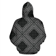 Load image into Gallery viewer, Black Bandana Patch Zip Up Hoodie
