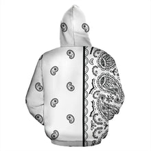 Load image into Gallery viewer, White Bandana Asymmetrical Zip Hoodie
