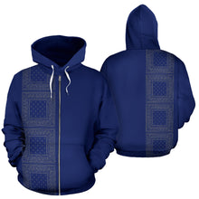 Load image into Gallery viewer, Lineup Blue and Gray Bandana Zip Hoodie
