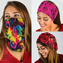 Load image into Gallery viewer, Roses (Red, Pink, Rainbow) - Bandana 3 Pack
