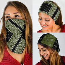 Load image into Gallery viewer, Army and Black Bandana Headbands 3 Pack
