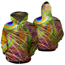 Load image into Gallery viewer, Bird Models: Peacock Feathers 01-02 All Over Print Zip-Up Hoodie
