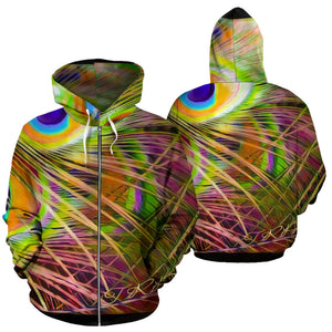 Bird Models: Peacock Feathers 01-02 All Over Print Zip-Up Hoodie