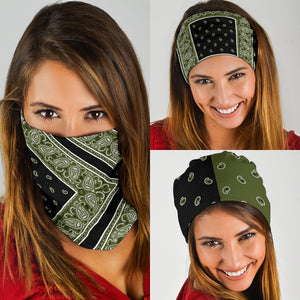 Army and Black Bandana Headbands 3 Pack