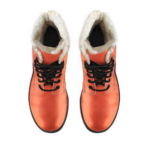 Bright Red Faux Fur Leather Boots