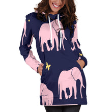 Load image into Gallery viewer, Pink Elephants Hoodie Dress
