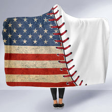 Load image into Gallery viewer, American Flag Baseball Stitch Hooded Blanket
